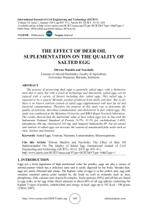 THE EFFECT OF DEER OIL SUPLEMENTATION ON THE QUALITY OF SALTED EGG 