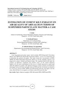 ESTIMATION OF CEMENT KILN EXHAUST ON AIR QUALITY OF ARIYALUR IN TERMS OF SUSPENDED PARTICULATE MATTER-A CASE STUDY