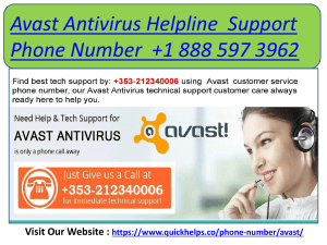 +1-888-597-3962 Avast Antivirus Customer Care Support Number 