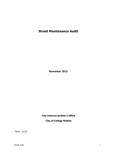 Street Maintenance Audit Report, College Station 2015