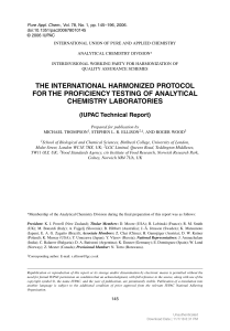[Pure and Applied Chemistry] The International Harmonized Protocol for the proficiency testing of analytical chemistry laboratories (IUPAC Technical Report)