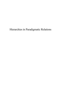 Hierarchies in Paradigmatic Relations (Linguistics; Semantics)
