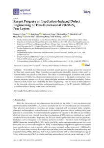 Irradiation-Induced Defects in 2H-MoS2 Few Layers