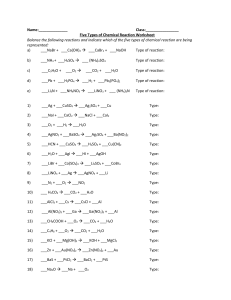 worksheet 1 types of chem reactions