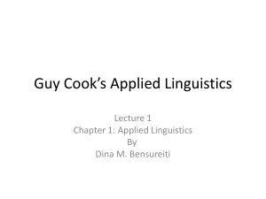 Guy Cook's Applied Linguistics Lecture 1
