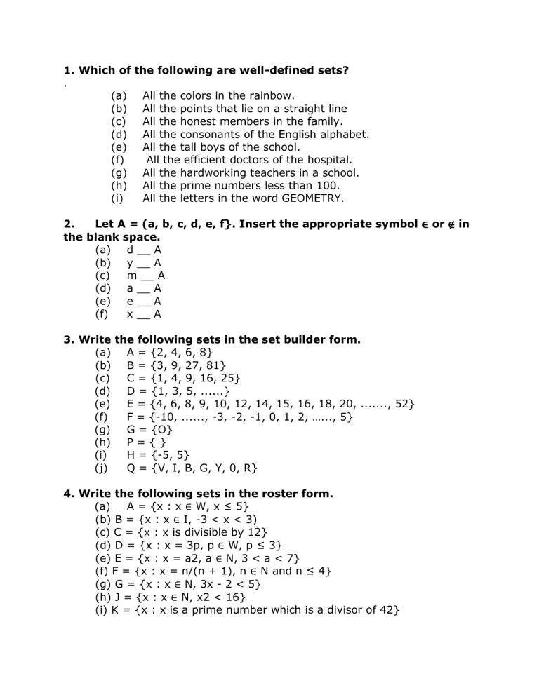 Exerciseno1 Sets And Venn Diagram