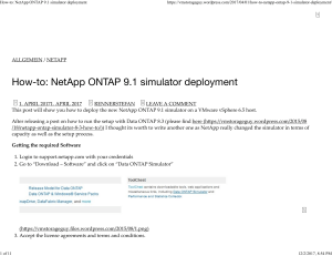How-to NetApp ONTAP 9.1 simulator deployment