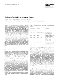Hydrogen Speciation in Synthetic Quartz