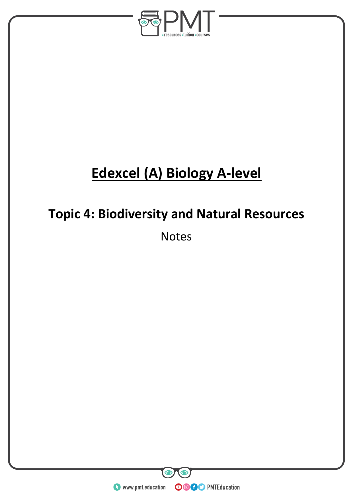 Summary Notes Topic 4 Edexcel A Biology A Level