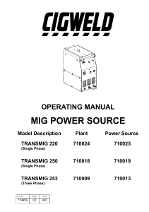 Transmig 250 Operating Manual