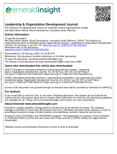 Organizational Culture & Change Attitudes in Malaysia