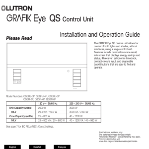 LUTRON GRAFIK Eye QS Installation & Operation Guide