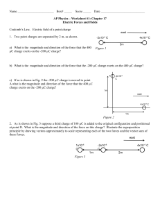 Worksheets on Electric Forces and Fields