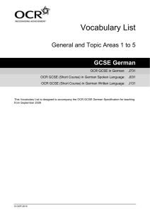 GCSE German Vocabulary List: OCR Exam Prep