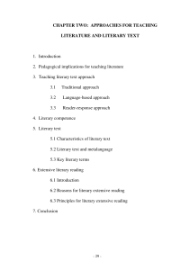 Approaches for Teaching Literature for EFL