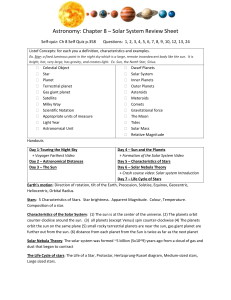 Astronomy Solar System Review Sheet