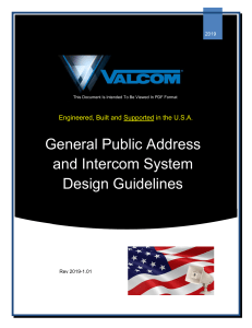 General Public Address and Intercom System Design Guidelines