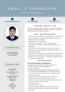 Resume Sanil  CNC Programmer with 11 years of experiece