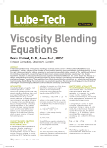 Viscosity Blending Equations in Lubricant Industry