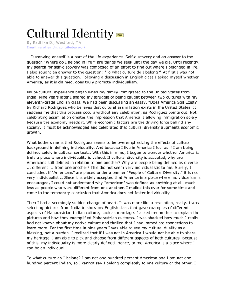 cultural identity reflective essay