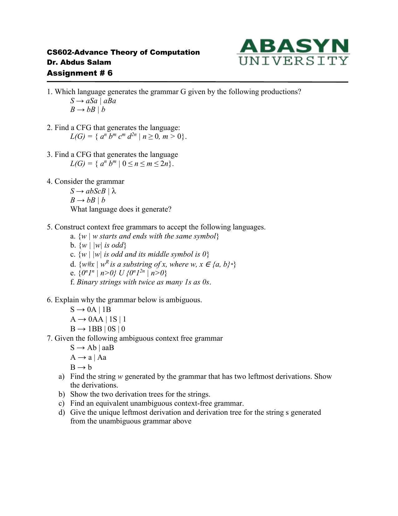 Toc Assignment 6