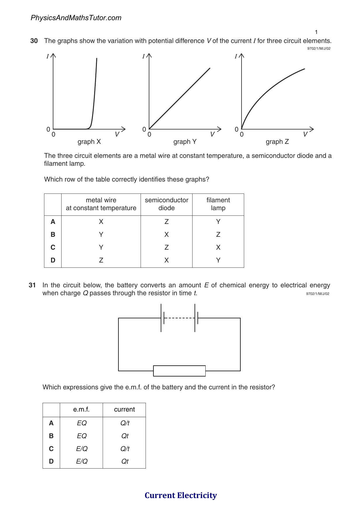 Current Electricity Mcq