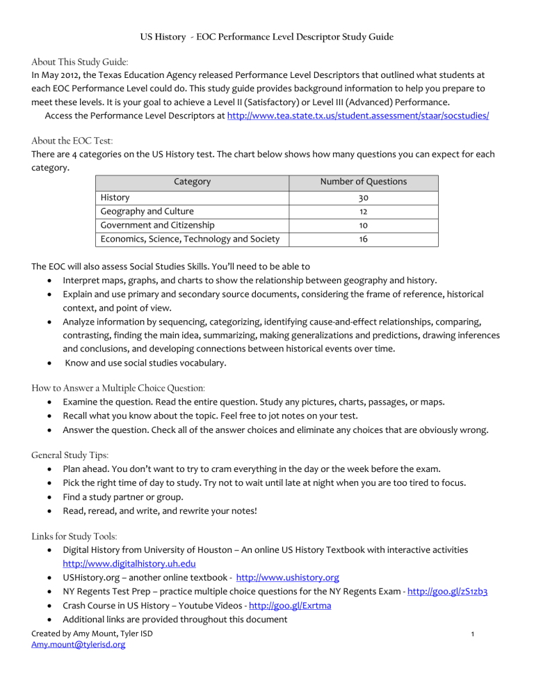 EOC Review Detailed EOC Review Detailed