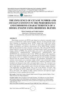 THE INFLUENCE OF CETANE NUMBER AND OXYGEN CONTENT IN THE PERFORMANCE AND EMISSIONS CHARACTERISTICS OF A DIESEL ENGINE USING BIODIESEL BLENDS