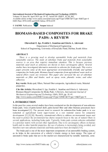 BIOMASS-BASED COMPOSITES FOR BRAKE PADS: A REVIEW