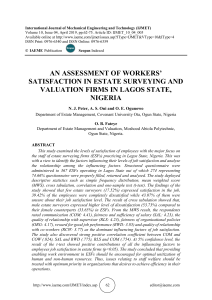 AN ASSESSMENT OF WORKERS’ SATISFACTION IN ESTATE SURVEYING AND VALUATION FIRMS IN LAGOS STATE, NIGERIA