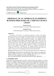 PROPOSAL OF AN APPROACH TO IMPROVE BUSINESS PROCESSES OF A SERVICE SUPPLY CHAIN 