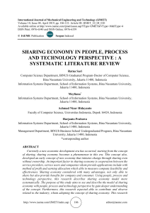 SHARING ECONOMY IN PEOPLE, PROCESS AND TECHNOLOGY PERSPECTIVE: A SYSTEMATIC LITERATURE REVIEW 
