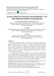 EVOLUTION OF TESTING WITH RESPECT TO THE PROGRAMMING PARADIGMS