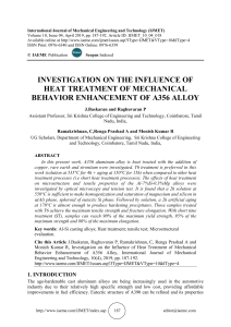 INVESTIGATION ON THE INFLUENCE OF HEAT TREATMENT OF MECHANICAL BEHAVIOR ENHANCEMENT OF A356 ALLOY