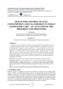 QUEST FOR CONTROL OF FUEL CONSUMPTION AND CO2 EMISSION IN INDIAN PASSENGER CARS – AN ANALYSIS OF THE PROGRESS AND PROGNOSIS
