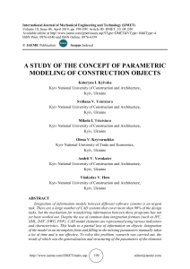 A STUDY OF THE CONCEPT OF PARAMETRIC MODELING OF CONSTRUCTION OBJECTS