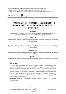 TEMPERATURE CONTROL SYSTEM FOR RANGE OPTIMIZATION IN ELECTRIC VEHICLE