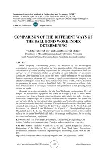 COMPARISON OF THE DIFFERENT WAYS OF THE BALL BOND WORK INDEX DETERMINING