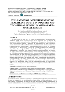 EVALUATION OF IMPLEMENTATION OF HEALTH AND SAFETY IN INDUSTRY AND VOCATIONAL SCHOOL IN YOGYAKARTA SPECIAL REGION