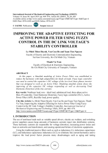 IMPROVING THE ADAPTIVE EFFECTING FOR ACTIVE POWER FILTER USING FUZZY CONTROL IN THE DC LINK VOLTAGE’S STABILITY CONTROLLER