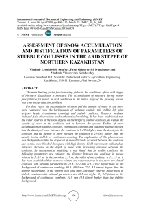  ASSESSMENT OF SNOW ACCUMULATION AND JUSTIFICATION OF PARAMETERS OF STUBBLE COULISSES IN THE ARID STEPPE OF NORTHERN KAZAKHSTAN