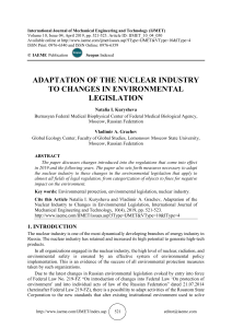 ADAPTATION OF THE NUCLEAR INDUSTRY TO CHANGES IN ENVIRONMENTAL LEGISLATION