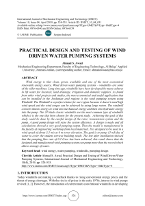 PRACTICAL DESIGN AND TESTING OF WIND DRIVEN WATER PUMPING SYSTEMS