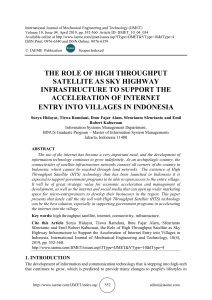 THE ROLE OF HIGH THROUGHPUT SATELLITE AS SKY HIGHWAY INFRASTRUCTURE TO SUPPORT THE ACCELERATION OF INTERNET ENTRY INTO VILLAGES IN INDONESIA