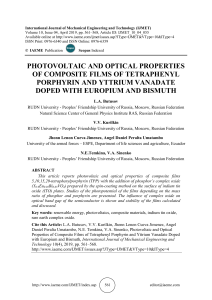 PHOTOVOLTAIC AND OPTICAL PROPERTIES OF COMPOSITE FILMS OF TETRAPHENYL PORPHYRIN AND YTTRIUM VANADATE DOPED WITH EUROPIUM AND BISMUTH 