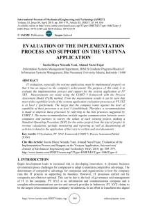 EVALUATION OF THE IMPLEMENTATION PROCESS AND SUPPORT ON THE VESTYNA APPLICATION 