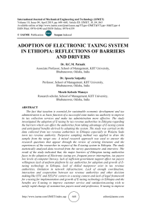 ADOPTION OF ELECTRONIC TAXING SYSTEM IN ETHIOPIA: REFLECTIONS OF BARRIERS AND DRIVERS 