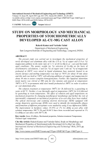 STUDY ON MORPHOLOGY AND MECHANICAL PROPERTIES OF STOICHIOMETRICALLY DEVELOPED AL-CU-MG CAST ALLOY