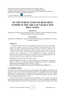 ON THE PUBLICATION OF RESEARCH PAPERS IN THE AREA OF CHARACTER EDUCATION