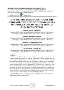 METHOD FOR DETERMINATION OF THE PROBABILITIES OF FUNCTIONING STATES OF INFORMATION OF PROTECTION ON CLOUD COMPUTING